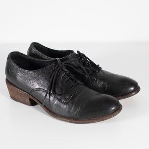 Frye Black Leather Heeled Oxfords 5.5